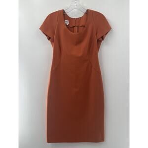 Armani Collezioni Women's Burnt Orange Bodycon Short Sleeve Dress Size 2